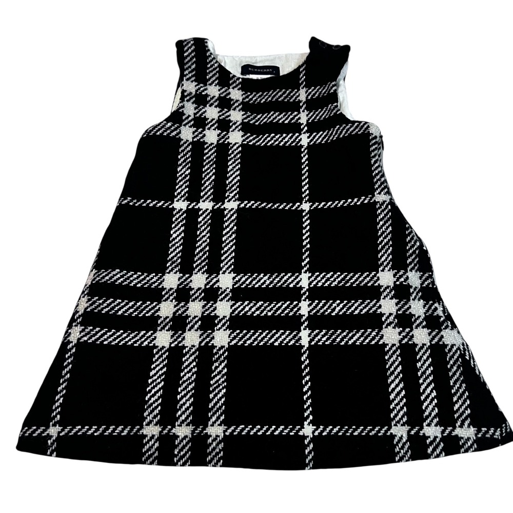 Authentic‎ Burberry Kids Plaid Jumper Dress Black White Wool Size 2Y